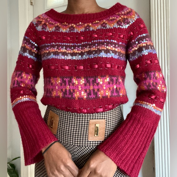 Moda international mohair blend wine red sweater - Picture 8 of 9